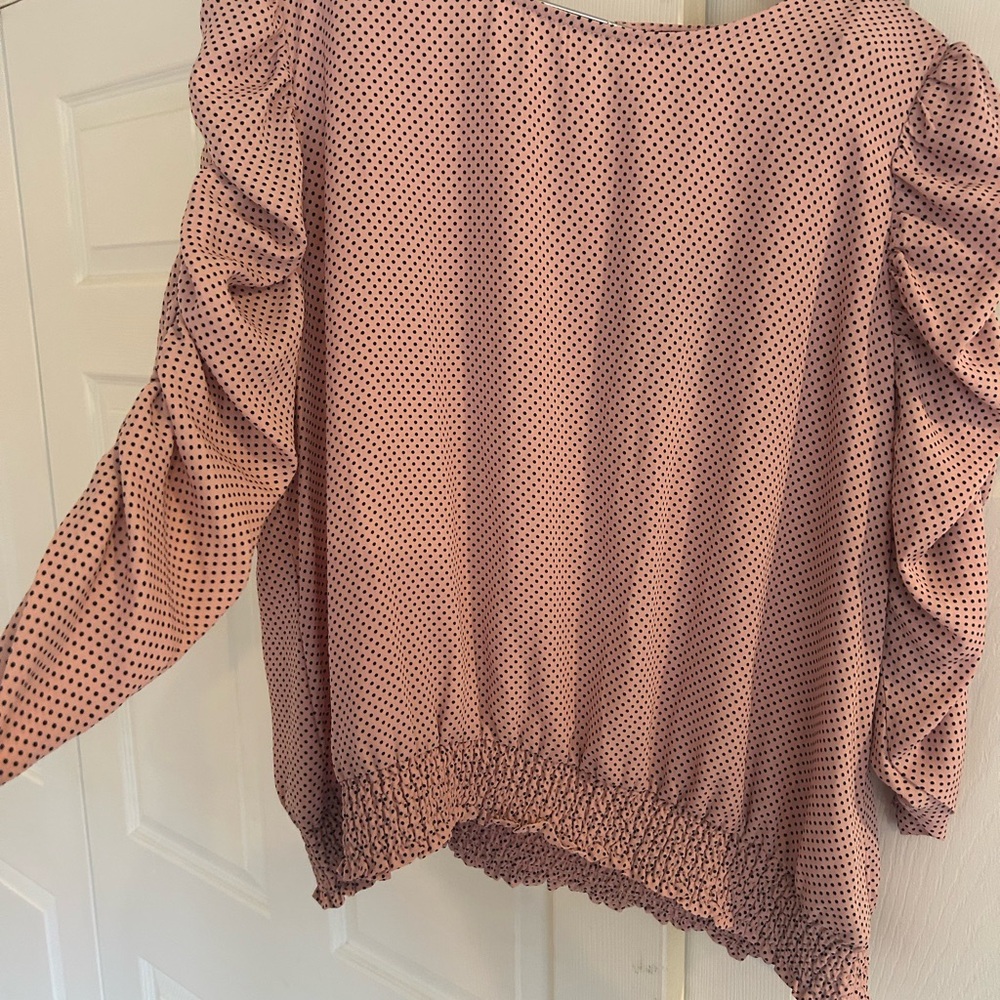 Adrianna Papell Women’s Pink 3/4 Puffer Sleeve Blouse XL NWT